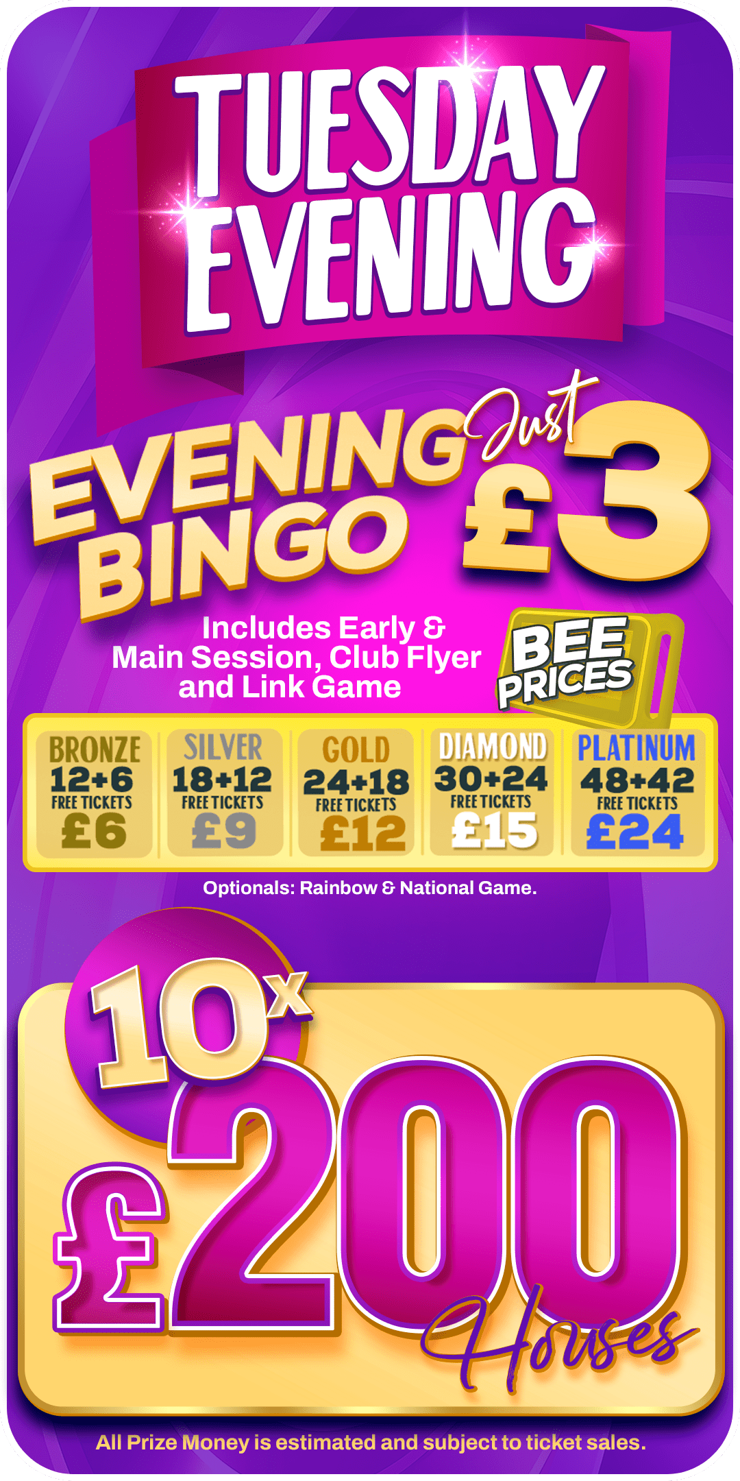 Bingo in Bedford on Tuesday evening