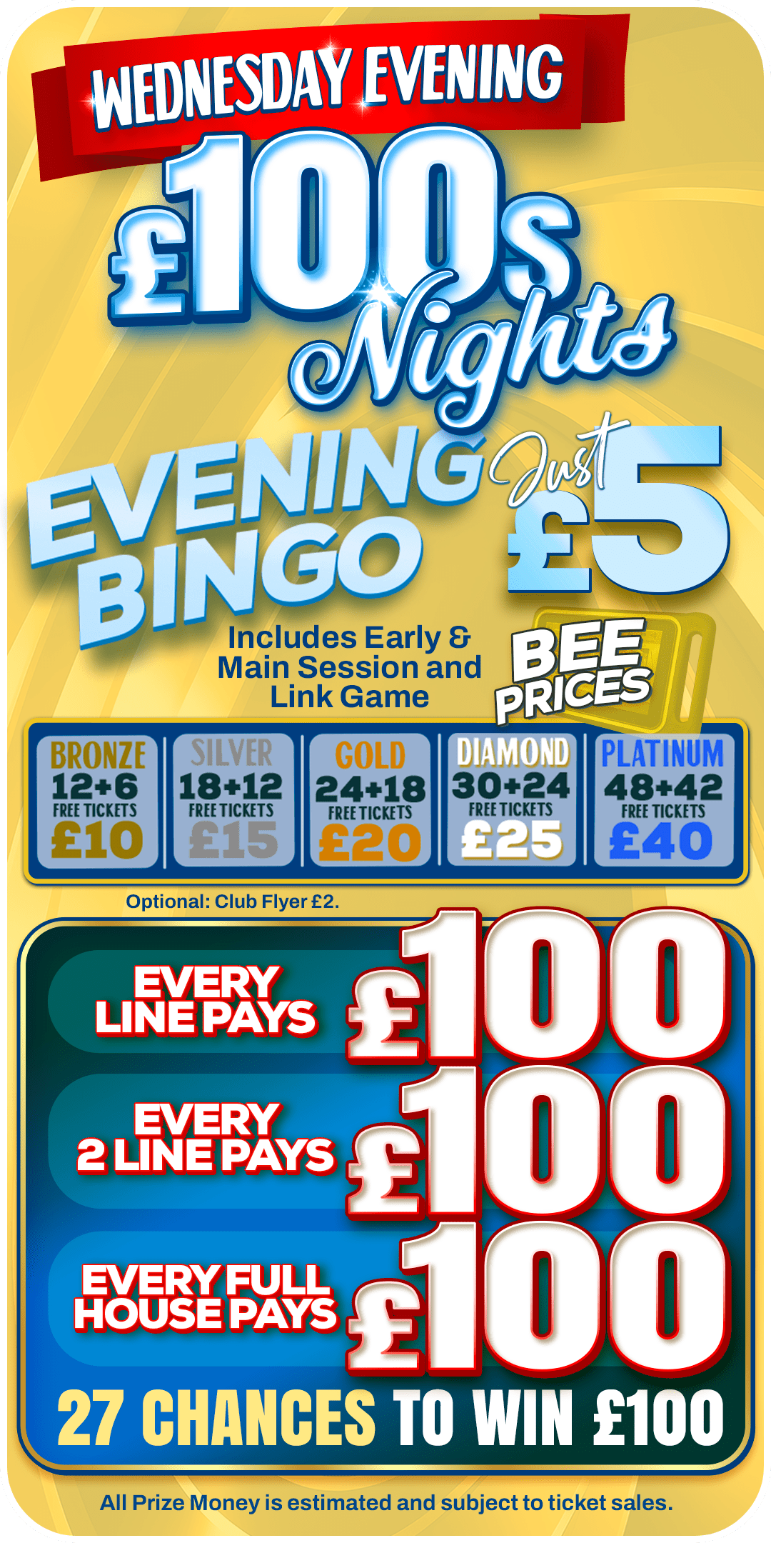 Evening bingo in Bedford on Wednesday