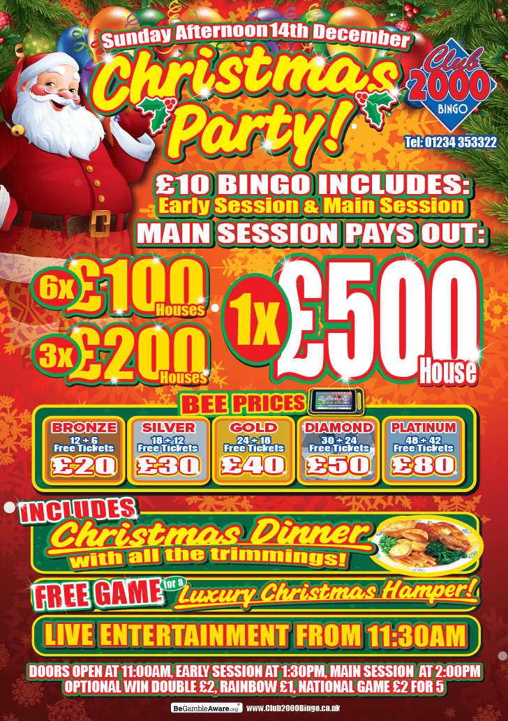 27336 Bedford Sunday Afternoon Christmas Party 14th December A5 Leaflet L