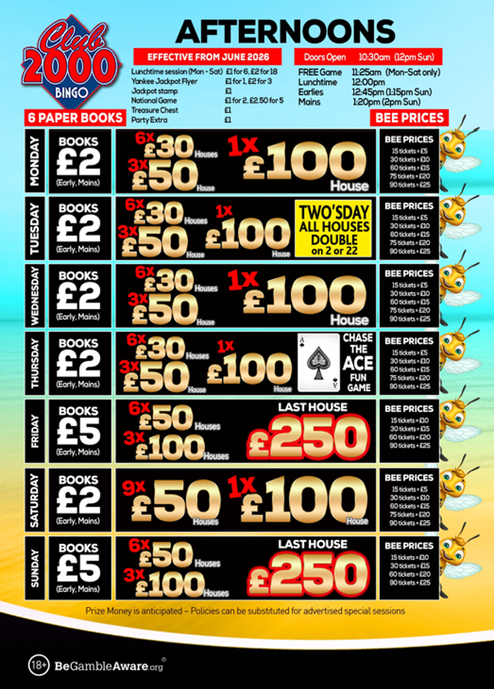times & prices AFT summer 2026