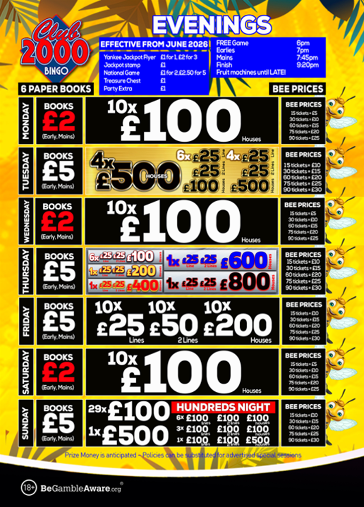 times & prices summer 2026 eve